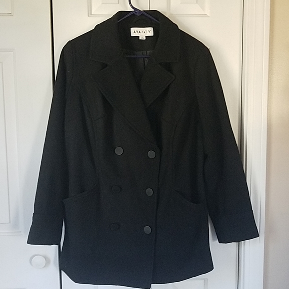 plus size black pea coat